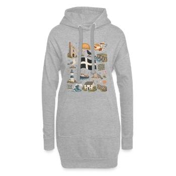 Cornwall | Cliffs, Coast & Seasickness - Hoodie Dress - heather grey - Front