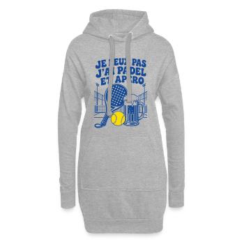 Je Peux Pas J'ai Padel et Apéro Humour - Sweat-shirt à capuche long Femme - gris chiné - Devant