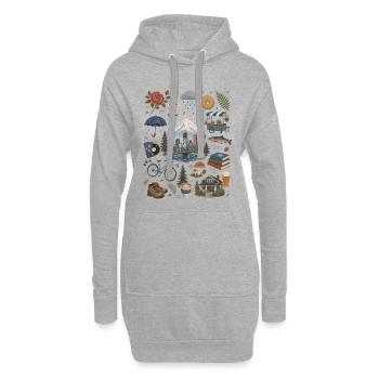 Portland, Oregon Coffee, Nature & Roses - Hoodie Dress - heather grey - Front