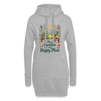 Garden Happy Place Sun Flowers Gift - Hoodie Dress - heather grey - Front