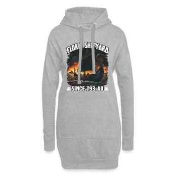 Vaisseau viking Horizon de Flammes - Sweat-shirt à capuche long Femme - gris chiné - Devant