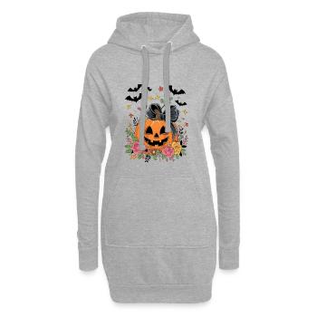 Citrouille d’Halloween - Sweat-shirt à capuche long Femme - gris chiné - Devant