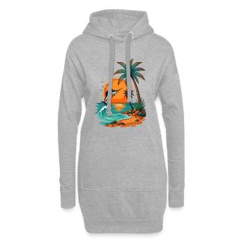 Pêche sauteuse à la plage tropicale Sunset Palm Sea - Sweat-shirt à capuche long Femme - gris chiné - Devant