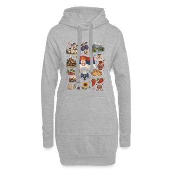Serbie | Balkans, tradition et patrie - Sweat-shirt à capuche long Femme - gris chiné - Devant