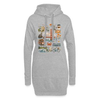 San Francisco | Golden Gate & Flair Côtier - Sweat-shirt à capuche long Femme - gris chiné - Devant