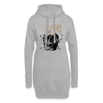 Fil barbelé déchaîné du crâne - Sweat-shirt à capuche long Femme - gris chiné - Devant