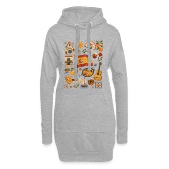Espagne | Tapas, soleil & joie de vivre - Sweat-shirt à capuche long Femme - gris chiné - Devant