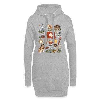 Suisse | Alpes, romance fromage et hutte - Sweat-shirt à capuche long Femme - gris chiné - Devant