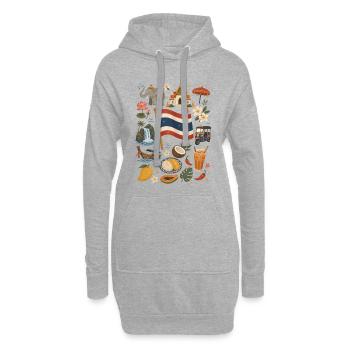 Thaïlande | Temples, tropiques et street food - Sweat-shirt à capuche long Femme - gris chiné - Devant
