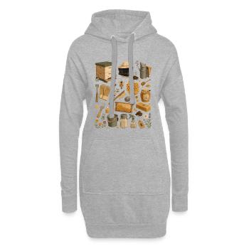 Amour des abeilles | Apiculture & Miel - Sweat-shirt à capuche long Femme - gris chiné - Devant