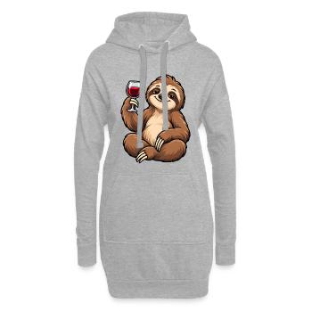 Paresseux détendu avec vin rouge - Sweat-shirt à capuche long Femme - gris chiné - Devant