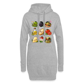 Olives de Kawaii | Cuisine méditerranéenne - Sweat-shirt à capuche long Femme - gris chiné - Devant