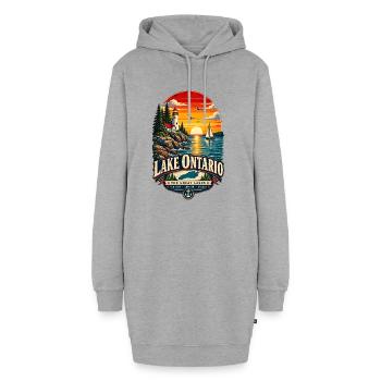 Lake Ontario Funny Vintage - Hoodie-Kleid - Grau meliert - Vorne - AI Model Female 172 light (172cm)