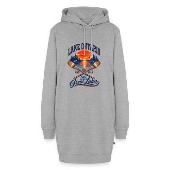 Lake Ontario Great Lakes - Hoodie-Kleid - Grau meliert - Vorne - AI Model Female 172 light (172cm)