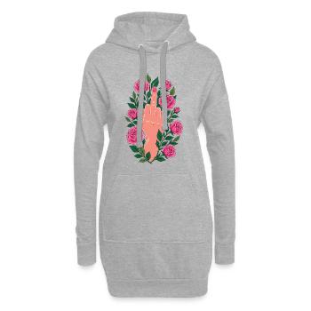  Mittelfinger Rosen Floral - Hoodie-Kleid - Grau meliert - Vorne