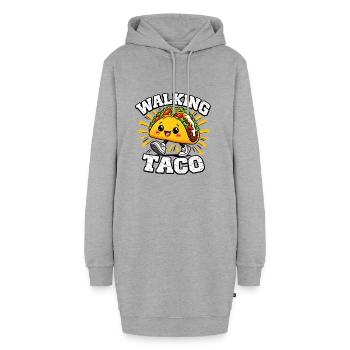 Walking Taco, lustige Kostüm-Tacos  - Hoodie-Kleid - Grau meliert - Vorne - AI Model Female 172 light (172cm)