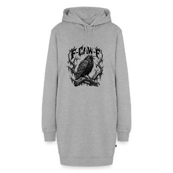 F-CAW-F Gothic Raven Dark Humor Crow - Hoodie-Kleid - Grau meliert - Vorne - AI Model Female 172 light (172cm)