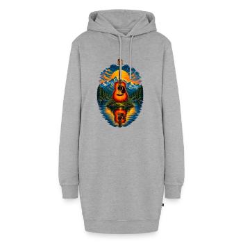 Acoustic Guitar Sunset By The Lake - Hoodie-Kleid - Grau meliert - Vorne - AI Model Female 172 light (172cm)