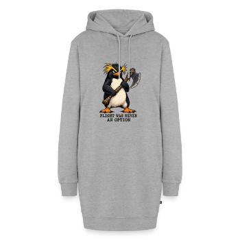 Funny Angry Penguin - Flight Was Never An Option - Hoodie-Kleid - Grau meliert - Vorne - AI Model Female 172 light (172cm)