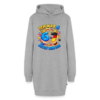 Ich War 6 Jetzt Bin Ich 7 – Six Seven 7 Geburtstag - Hoodie-Kleid - Grau meliert - Vorne - AI Model Female 172 light (172cm)