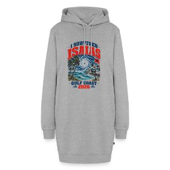 I Survived Isaias Gulf Coast 2026 Storm Survivor - Hoodie-Kleid - Grau meliert - Vorne - AI Model Female 172 light (172cm)