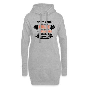 Collègue Nana, humour meilleurs collègues du monde - Sweat-shirt à capuche long Femme - gris chiné - Devant