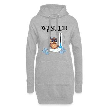 Winterbaderin Eisbaden Winterschwimmen Wintereule - Hoodie-Kleid - Grau meliert - Vorne
