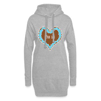 Ois isi - bayrisches Lebkuchen Herz Blau - Wiesn - Hoodie-Kleid - Grau meliert - Vorne