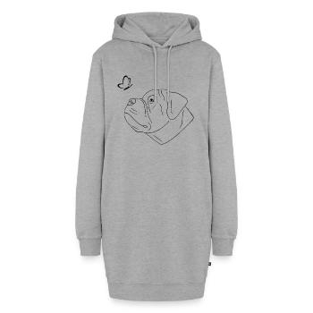 Bullmastiff Kopf mit Schmetterling - Hoodie-Kleid - Grau meliert - Vorne