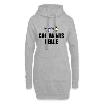 God wants peace for israel free palestine - Sweat-shirt à capuche long Femme - gris chiné - Devant