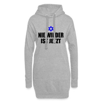 Nie wieder ist jetzt - Hoodie-Kleid - Grau meliert - Vorne