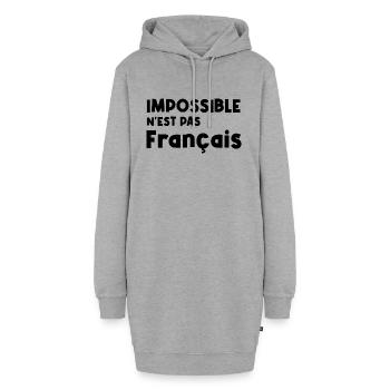 impossible n'est pas français - Sweat-shirt à capuche long Femme - gris chiné - Devant