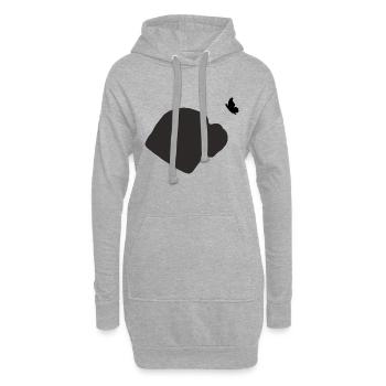 Old English Bulldog mit Schmetterling - Hoodie-Kleid - Grau meliert - Vorne
