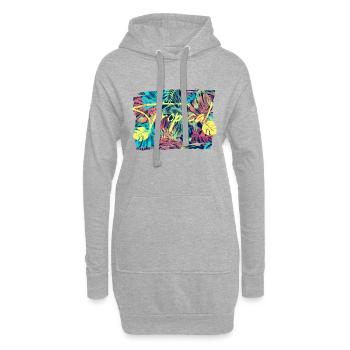 Tropische Blätter - Hoodie-Kleid - Grau meliert - Vorne