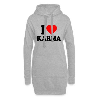 I love karma - Sweat-shirt à capuche long Femme - gris chiné - Devant