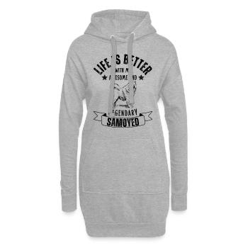 La vie est meilleure avec Samoyed Dog Retro Vintage - Sweat-shirt à capuche long Femme - gris chiné - Devant