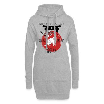 Schottische Faltohr Katze Japan Kanji Stil - Hoodie-Kleid - Grau meliert - Vorne