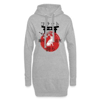 Korat Cat Japon Kanji Style - Sweat-shirt à capuche long Femme - gris chiné - Devant
