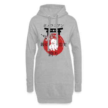 Zwergspitz Japan Kanji Stil Hundeliebhaber - Hoodie-Kleid - Grau meliert - Vorne