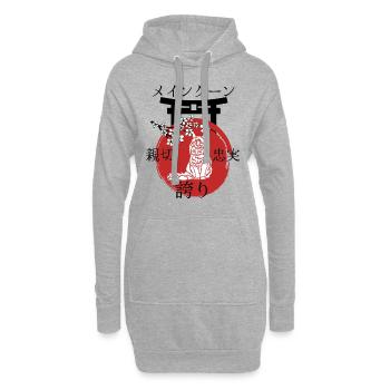 Maine Coon Japan Kanji Style pour les amoureux des chats - Sweat-shirt à capuche long Femme - gris chiné - Devant