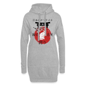Japanische Bobtail Katze Japan Kanji - Hoodie-Kleid - Grau meliert - Vorne