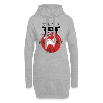 Samoyed Japon Kanji Style Chiens Amoureux - Sweat-shirt à capuche long Femme - gris chiné - Devant