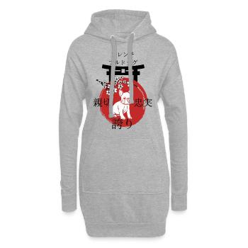 Français Bulldog Japon Kanji Style - Sweat-shirt à capuche long Femme - gris chiné - Devant