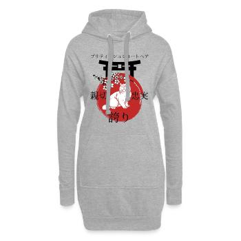 Britisch Kurzhaar Katze Japan Kanji - Hoodie-Kleid - Grau meliert - Vorne