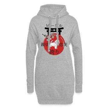 Beagle Japan Kanji Style pour les amoureux des chiens - Sweat-shirt à capuche long Femme - gris chiné - Devant