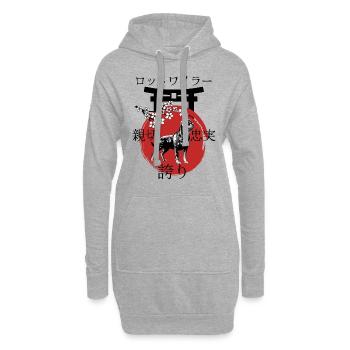 Rottweiler Japon Kanji Style Chiens Amoureux - Sweat-shirt à capuche long Femme - gris chiné - Devant