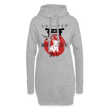 Silky terrier japonais style Kanji pour les amoureux des chiens - Sweat-shirt à capuche long Femme - gris chiné - Devant