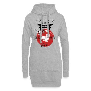 Glen de imaal Terrier Japon Kanji - Sweat-shirt à capuche long Femme - gris chiné - Devant