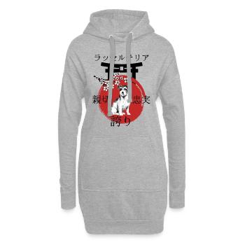 Russell Terrier Japan Kanji Style pour les amoureux des chiens - Sweat-shirt à capuche long Femme - gris chiné - Devant