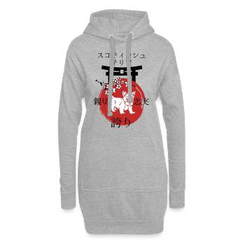 Terrier écossais Japon Kanji Style - Sweat-shirt à capuche long Femme - gris chiné - Devant